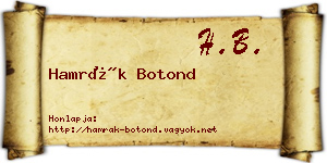 Hamrák Botond névjegykártya